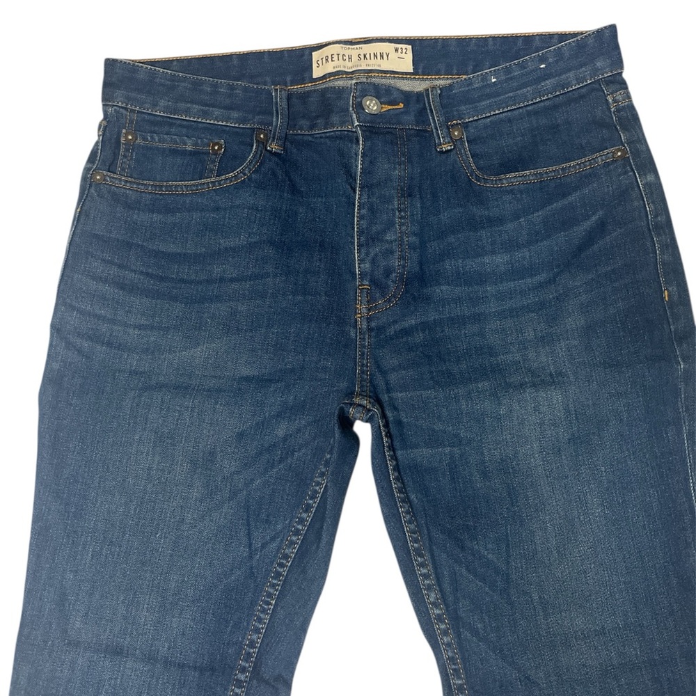 Topman Blue Stretch Skinny Jeans